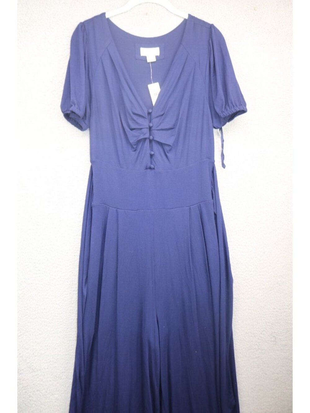Maeve by Anthropologie Navy Blue Wide Leg Jumpsuit-Medium-Empire Waist-Pockets